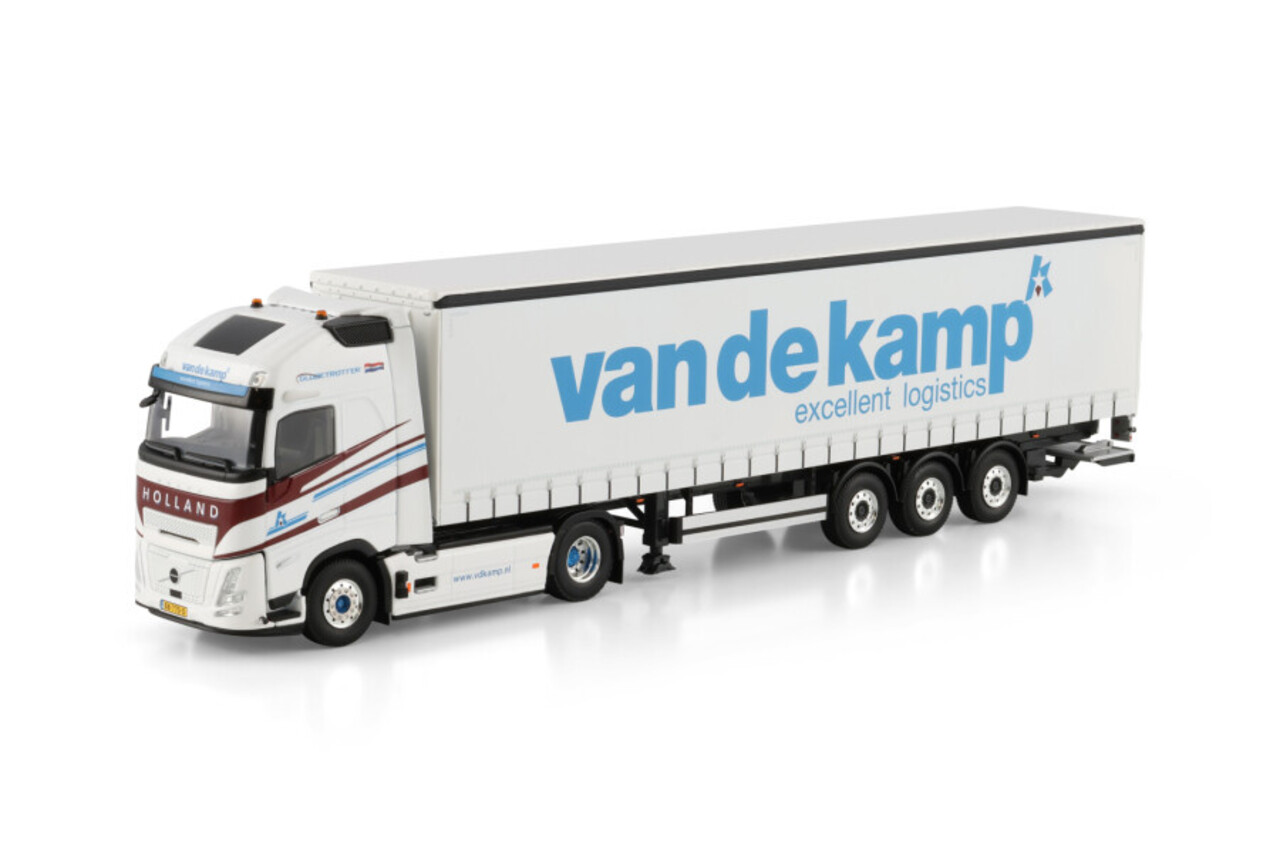 Volvo Volvo FH Aero Globetrotter XL 4x2 + Curtainside Semitrailer 3 Axle 'van de kamp'  - 1:50 - WSI Models