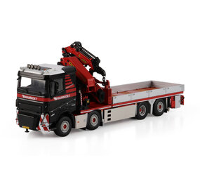 Volvo Volvo FH5 Sleeper Cab Rigid Flatbed Truck 8x2 Tag Axle + Palfinger PK 78002 SH + Jib 'Mammoet Merchandising' - 1:50 - WSI Models