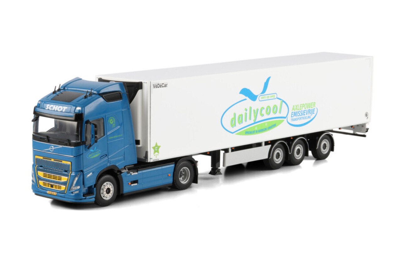 Volvo Volvo FH5 Globetrotter 4x2 + Tridec Reefer Semitrailer 3 Axle 'Dailycool B.V.' - 1:50 - WSI Models Volvo Volvo FH5 Globetrotter 4x2 + Tridec Reefer Semitrailer 3 Axle 'Dailycool B.V.' - 1:50 - WSI Models