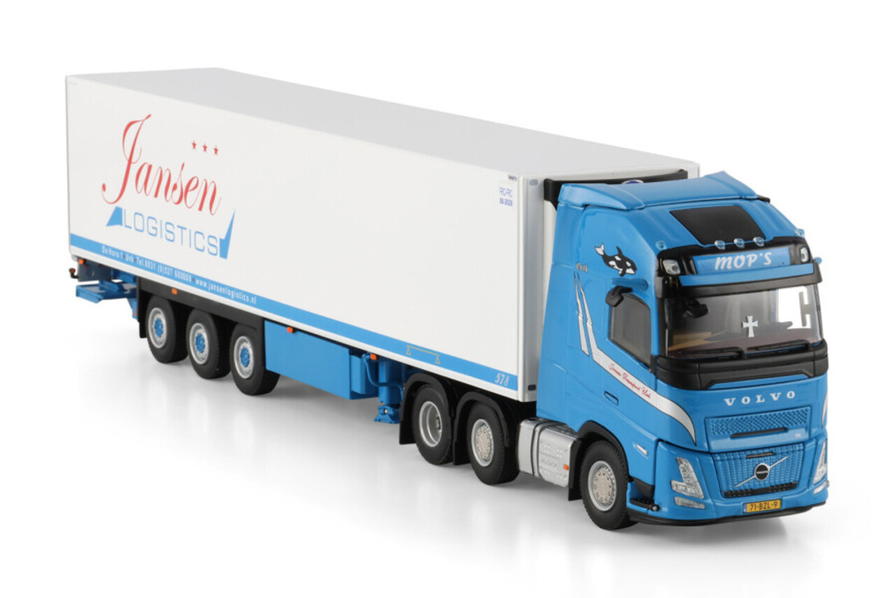 Volvo Volvo FH Aero Globetrotter XL 6x2 Twin Steer + Reefer Semitrailer 3 Axle 'Jansen Urk' - 1:50 - WSI Models Volvo Volvo FH Aero Globetrotter XL 6x2 Twin Steer + Reefer Semitrailer 3 Axle 'Jansen Urk' - 1:50 - WSI Models