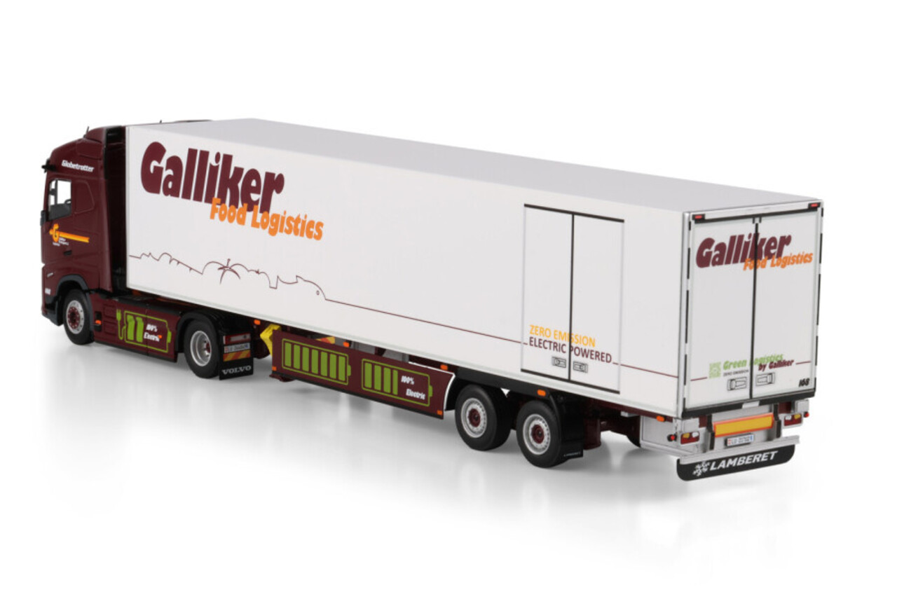 Volvo Volvo FH Aero Globetrotter Electric 4x2 + Reefer Semitrailer 2 Axle 'Galliker' - 1:50 - WSI Models Volvo Volvo FH Aero Globetrotter Electric 4x2 + Reefer Semitrailer 2 Axle 'Galliker' - 1:50 - WSI Models