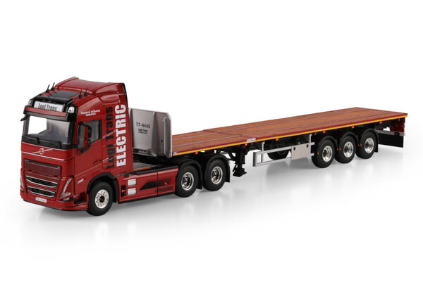 Volvo Volvo FH5 Globetrotter Electric 6x2 Tag Axle + Flatbed Semitrailer 3 Axle 'Logi Trans' - 1:50 - WSI Models Volvo Volvo FH5 Globetrotter Electric 6x2 Tag Axle + Flatbed Semitrailer 3 Axle 'Logi Trans' - 1:50 - WSI Models