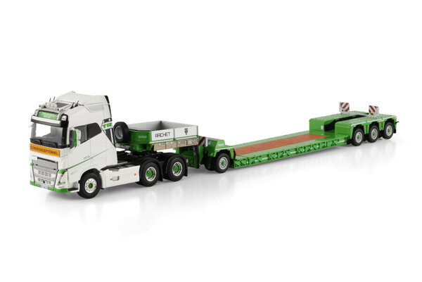 Volvo Volvo FH5 Globetrotter 6x4 + Semi Low Loader + Dolly 1 Axle + 3 Axle 'Rachet'  - 1:50 - WSI Models