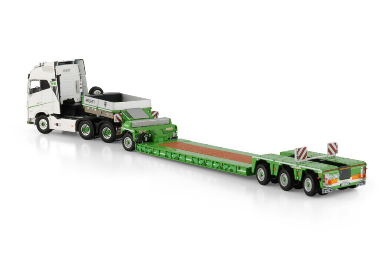 Volvo Volvo FH5 Globetrotter 6x4 + Semi Low Loader + Dolly 1 Axle + 3 Axle 'Rachet'  - 1:50 - WSI Models