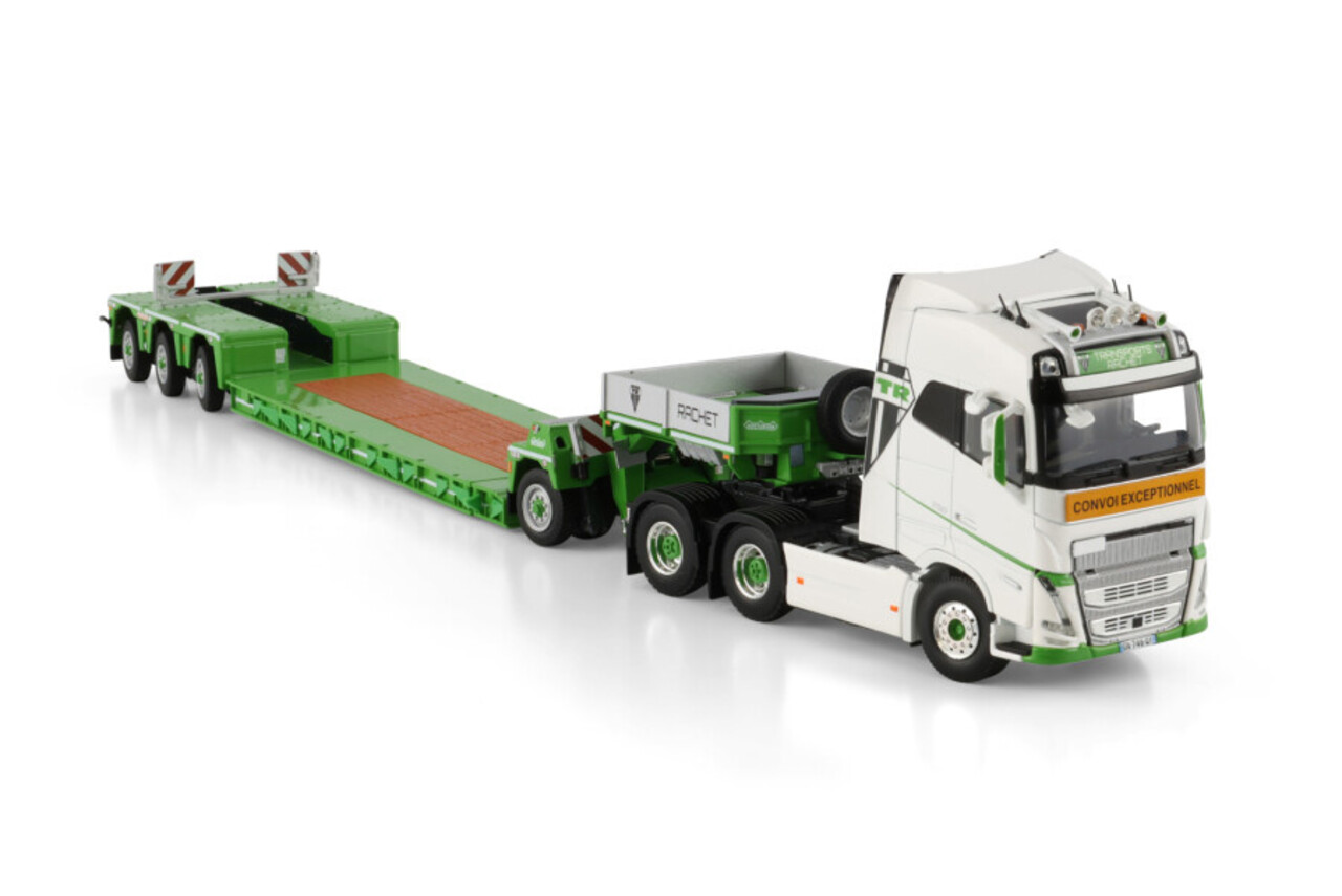 Volvo Volvo FH5 Globetrotter 6x4 + Semi Low Loader + Dolly 1 Axle + 3 Axle 'Rachet'  - 1:50 - WSI Models