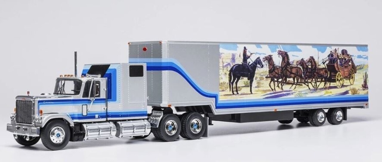 GMC GMC General Tractor 6x4 + Box Semitrailer 2 Axle 1980 - 1:43 - IXO Models GMC GMC General Tractor 6x4 + Box Semitrailer 2 Axle 1980 - 1:43 - IXO Models