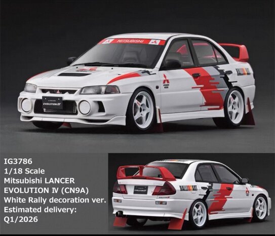Mitsubishi Mitsubishi Lancer Evolution IV (CN9A) Rally Decoration Version - 1:18 - Ignition Model Mitsubishi Mitsubishi Lancer Evolution IV (CN9A) Rally Decoration Version - 1:18 - Ignition Model