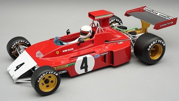 F1 Ferrari 312B-73 #4 GP Canada 1973 + Driver + Crashed Nose - 1:18 - Tecnomodel Mythos F1 Ferrari 312B-73 #4 GP Canada 1973 + Driver + Crashed Nose - 1:18 - Tecnomodel Mythos