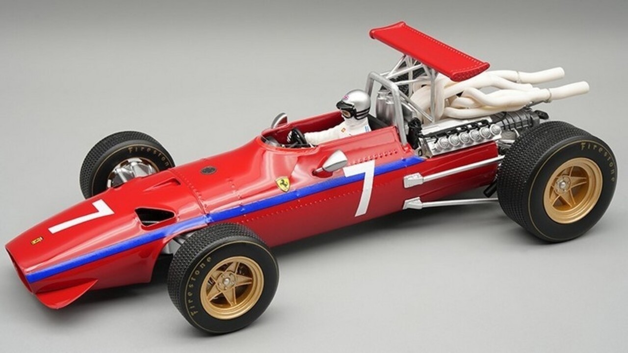 F1 Ferrari F312 F1/68 #7 GP Watkins Glen (USA) 1968 + Driver - 1:18 - Tecnomodel Mythos F1 Ferrari F312 F1/68 #7 GP Watkins Glen (USA) 1968 + Driver - 1:18 - Tecnomodel Mythos