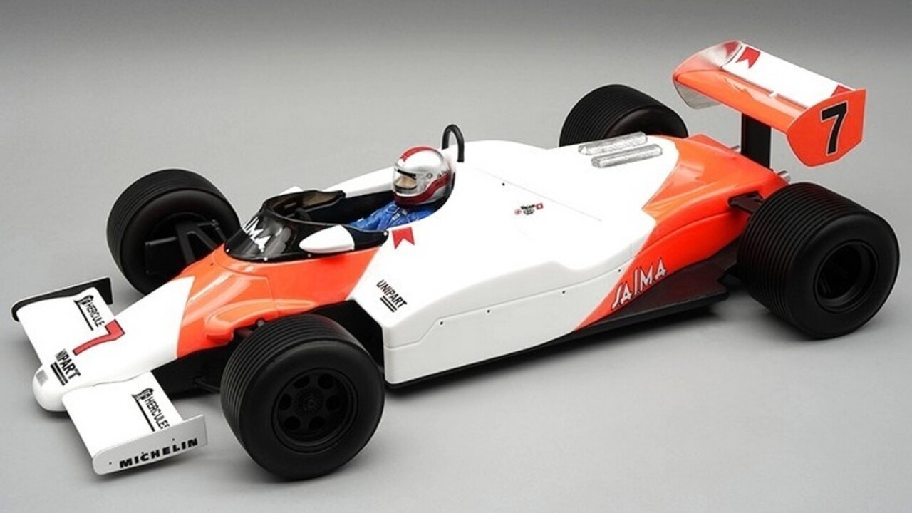 F1 McLaren MP4/1C #7 GP Monaco 1983 + Driver + Rain Tyres - 1:18 - Tecnomodel Mythos F1 McLaren MP4/1C #7 GP Monaco 1983 + Driver + Rain Tyres - 1:18 - Tecnomodel Mythos