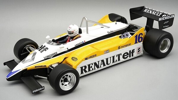 Renault Renault RE30B #16 Winner GP France 1982 + Driver - 1:18 - Tecnomodel Mythos Renault Renault RE30B #16 Winner GP France 1982 + Driver - 1:18 - Tecnomodel Mythos