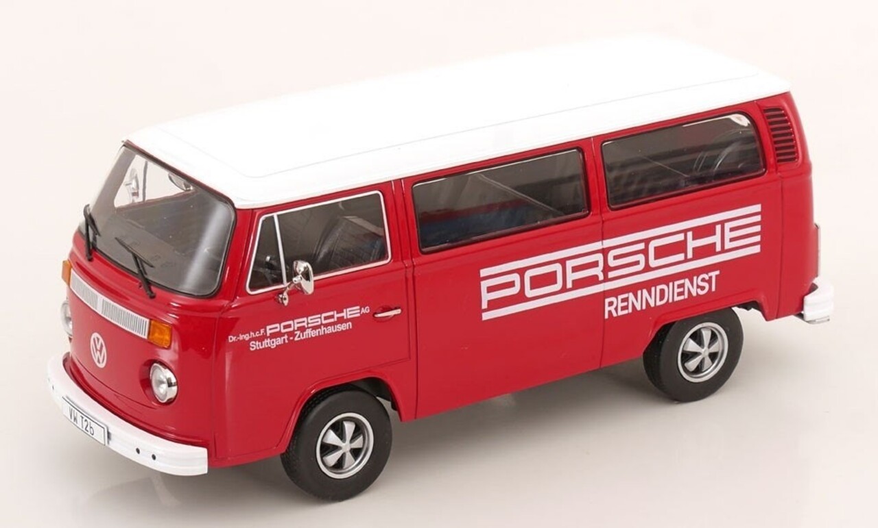 Volkswagen Volkswagen T2 Minibus Porsche Renndienst Stuttgart Zuffenhausen 1972 + Fuchs Rims - 1:18 - KK Scale