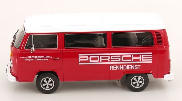 Volkswagen Volkswagen T2 Minibus Porsche Renndienst Stuttgart Zuffenhausen 1972 + Fuchs Rims - 1:18 - KK Scale