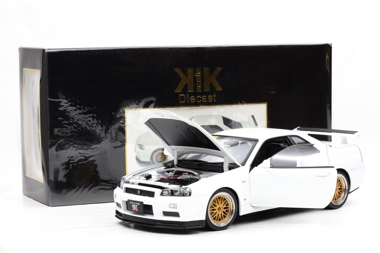 Nissan Nissan Skyline GT-R (R34) V-SPEC II 2001 + BBS Rims - 1:12 - KK Scale Nissan Nissan Skyline GT-R (R34) V-SPEC II 2001 + BBS Rims - 1:12 - KK Scale