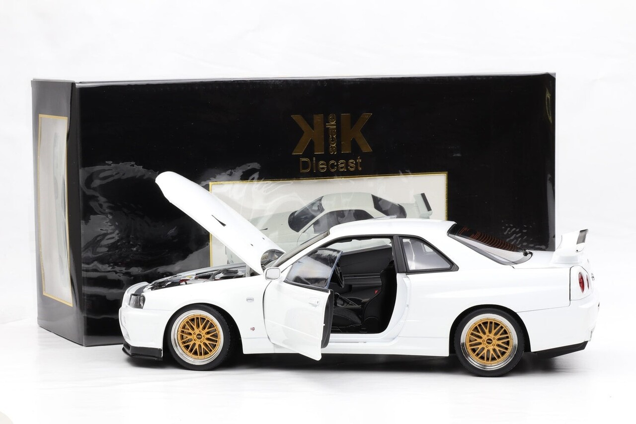Nissan Nissan Skyline GT-R (R34) V-SPEC II 2001 + BBS Rims - 1:12 - KK Scale Nissan Nissan Skyline GT-R (R34) V-SPEC II 2001 + BBS Rims - 1:12 - KK Scale