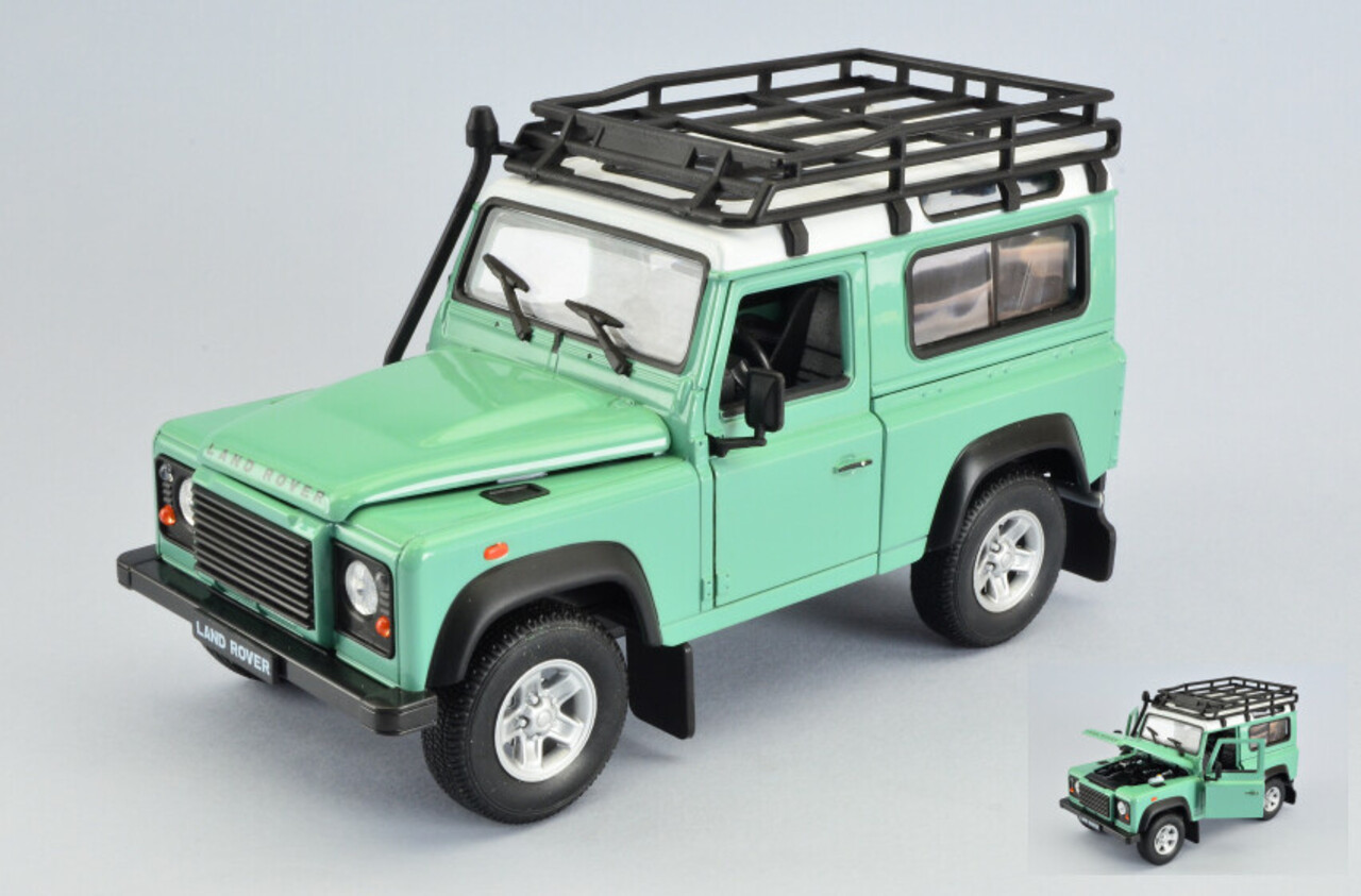 Land Rover Land Rover Defender + Roof Rack -1:24 - Welly Land Rover Land Rover Defender + Roof Rack -1:24 - Welly