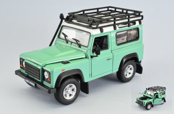 Land Rover Land Rover Defender + Roof Rack -1:24 - Welly Land Rover Land Rover Defender + Roof Rack -1:24 - Welly