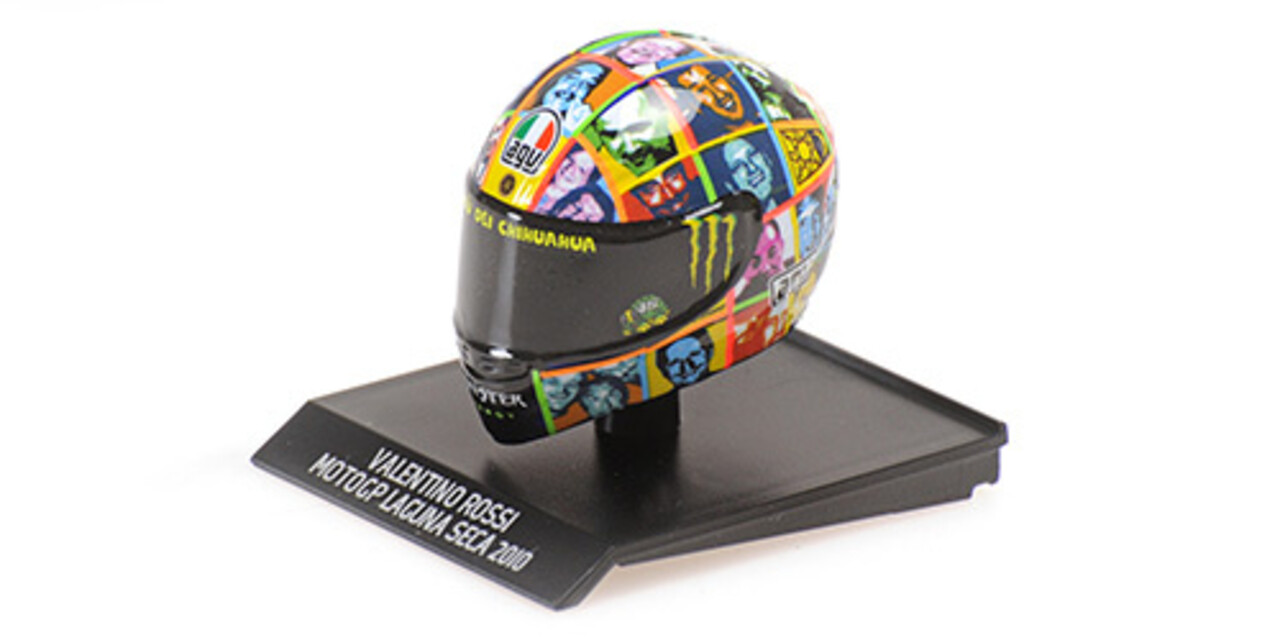 AGV Helm Valentino Rossi MotoGP 2010 Laguna Seca - 1:10 - Minichamps AGV Helm Valentino Rossi MotoGP 2010 Laguna Seca - 1:10 - Minichamps