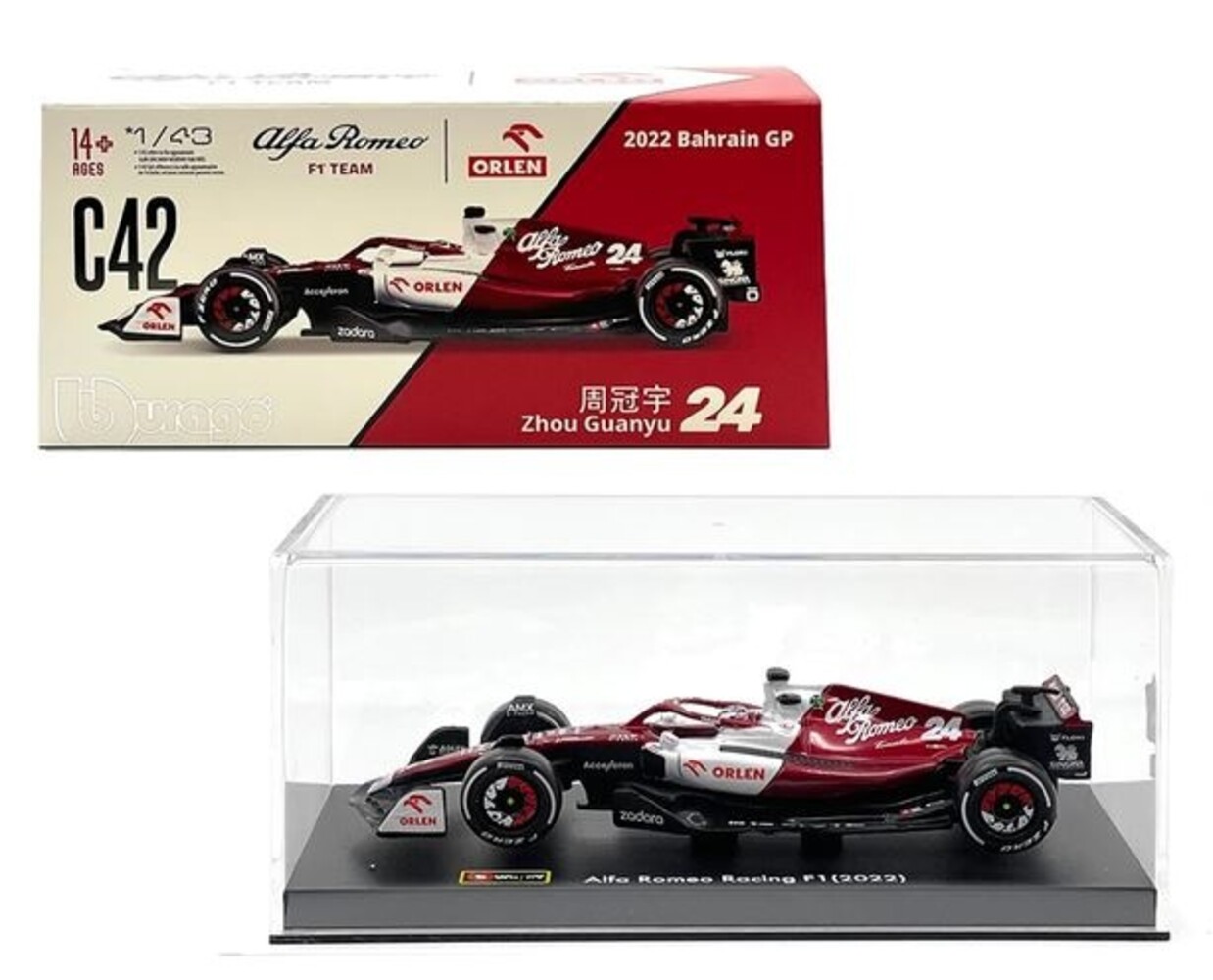 F1 Alfa Romeo Racing F1 #24 Bahrain GP 2022 - 1:43 - Bburago F1 Alfa Romeo Racing F1 #24 Bahrain GP 2022 - 1:43 - Bburago