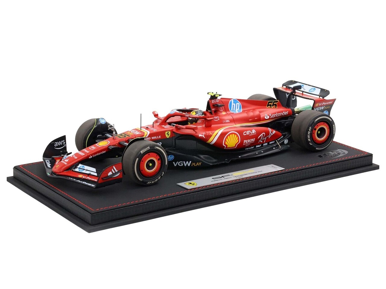 Formule 1 Ferrari F1 SF-2howcase - 1:18 - BBR 4 #55 Team Scuderia Ferrari Winner GP Monza Italy 2024 C.Sainz + Showcase - 1:18 - BBR Formule 1 Ferrari F1 SF-2howcase - 1:18 - BBR 4 #55 Team Scuderia Ferrari Winner GP Monza Italy 2024 C.Sainz + Showcase - 1:18 - BBR