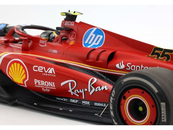 Formule 1 Ferrari F1 SF-2howcase - 1:18 - BBR 4 #55 Team Scuderia Ferrari Winner GP Monza Italy 2024 C.Sainz + Showcase - 1:18 - BBR Formule 1 Ferrari F1 SF-2howcase - 1:18 - BBR 4 #55 Team Scuderia Ferrari Winner GP Monza Italy 2024 C.Sainz + Showcase - 1:18 - BBR
