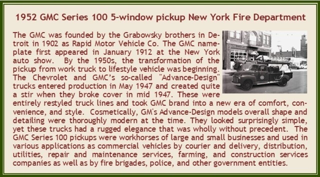 GMC GMC 100 Pick-Up Truck Fire Engine New York 1952 - 1:43 - Esval Models GMC GMC 100 Pick-Up Truck Fire Engine New York 1952 - 1:43 - Esval Models