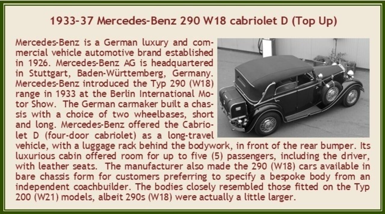 Mercedes-Benz Mercedes-Benz 290 W18 D Passo Corto Cabriolet Closed 1933 - 1:43 - Esval Models Mercedes-Benz Mercedes-Benz 290 W18 D Passo Corto Cabriolet Closed 1933 - 1:43 - Esval Models
