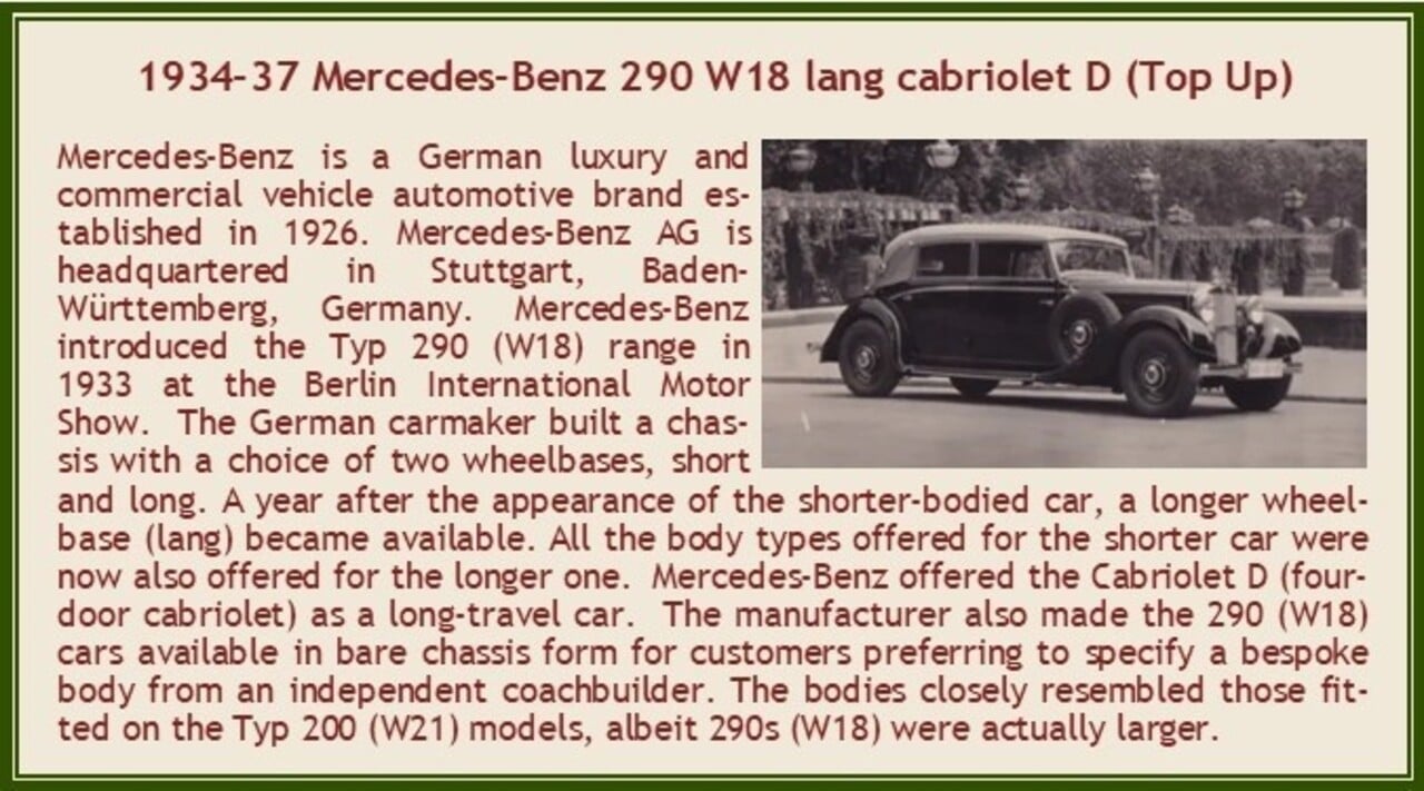 Mercedes-Benz Mercedes-Benz 290 W18 D Passo Lungo Cabriolet Closed 1933 - 1:43 - Esval Models Mercedes-Benz Mercedes-Benz 290 W18 D Passo Lungo Cabriolet Closed 1933 - 1:43 - Esval Models