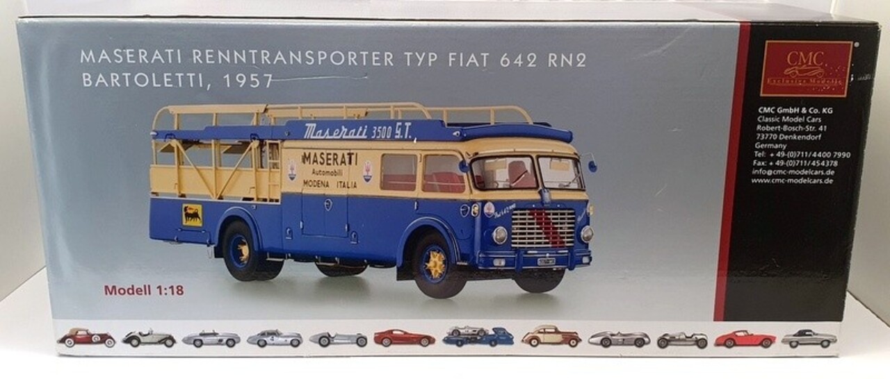 Fiat Fiat 642RN2 Truck Bartoletti Maserati Renntransporter 1957 - 1:18 - CMC Fiat Fiat 642RN2 Truck Bartoletti Maserati Renntransporter 1957 - 1:18 - CMC