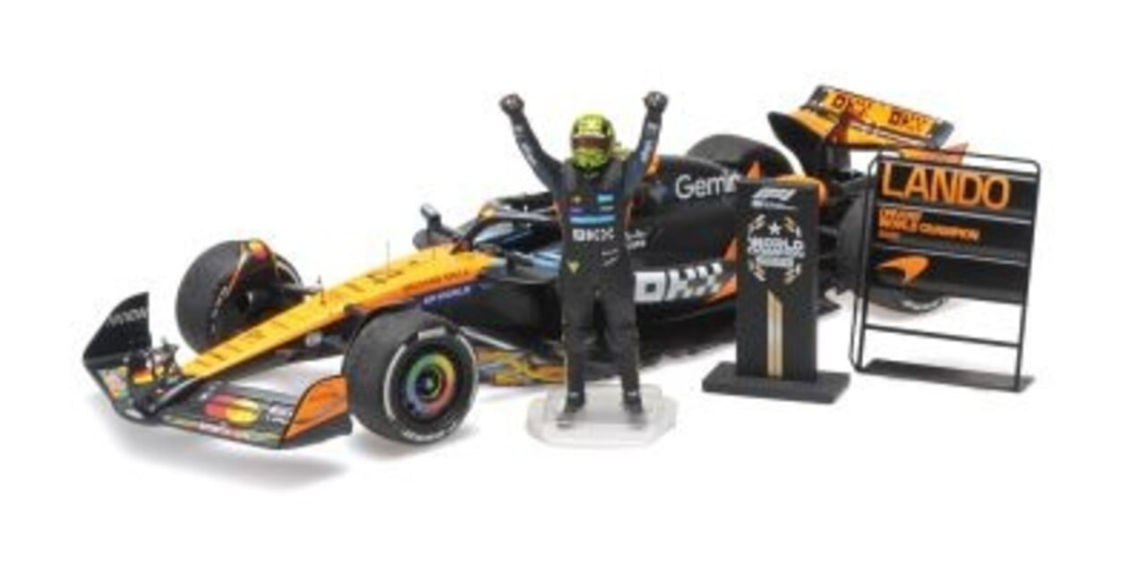 Formule 1 McLaren F1 Team MCL39, Norris, WC Abu Dhabi GP 2025 +fig. + 2 pitboards - 1:18 - Minichamps Formule 1 McLaren F1 Team MCL39, Norris, WC Abu Dhabi GP 2025 +fig. + 2 pitboards - 1:18 - Minichamps