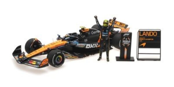 Formule 1 McLaren F1 Team MCL39, Norris, WC Abu Dhabi GP 2025 +fig. + 2 pitboards - 1:18 - Minichamps Formule 1 McLaren F1 Team MCL39, Norris, WC Abu Dhabi GP 2025 +fig. + 2 pitboards - 1:18 - Minichamps