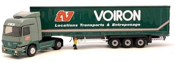 Mercedes-Benz Mercedes-Benz Actros 1844 Truck 4x2 + Curtainside Semi Trailer 3 Axle 'Voiron Transports' 2008 - 1:43 - Eligor