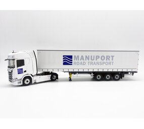 Scania Scania S500 V8 Truck 4x2 +Semi Curtainside Trailer 3 Axle 'Manuport Transports' 2018 - 1:43 - Eligor