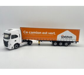 Iveco Iveco Fiat S-Way NP Truck 4x2 + Semi Curtainside Trailer 3 Axle 'Weldom Transports' 2021 - 1:43 - Eligor