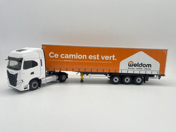 Iveco Iveco Fiat S-Way NP Truck 4x2 + Semi Curtainside Trailer 3 Axle 'Weldom Transports' 2021 - 1:43 - Eligor Iveco Iveco Fiat S-Way NP Truck 4x2 + Semi Curtainside Trailer 3 Axle 'Weldom Transports' 2021 - 1:43 - Eligor