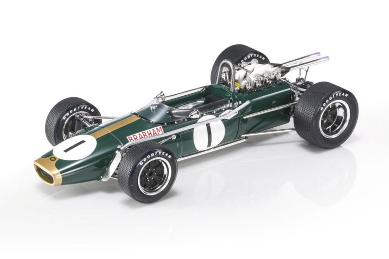 Formule 1 Brabham BT24 Repco #1 2nd GP Mexico 1967 J.Brabham + Showcase - 1:18 - GP Replicas Formule 1 Brabham BT24 Repco #1 2nd GP Mexico 1967 J.Brabham + Showcase - 1:18 - GP Replicas
