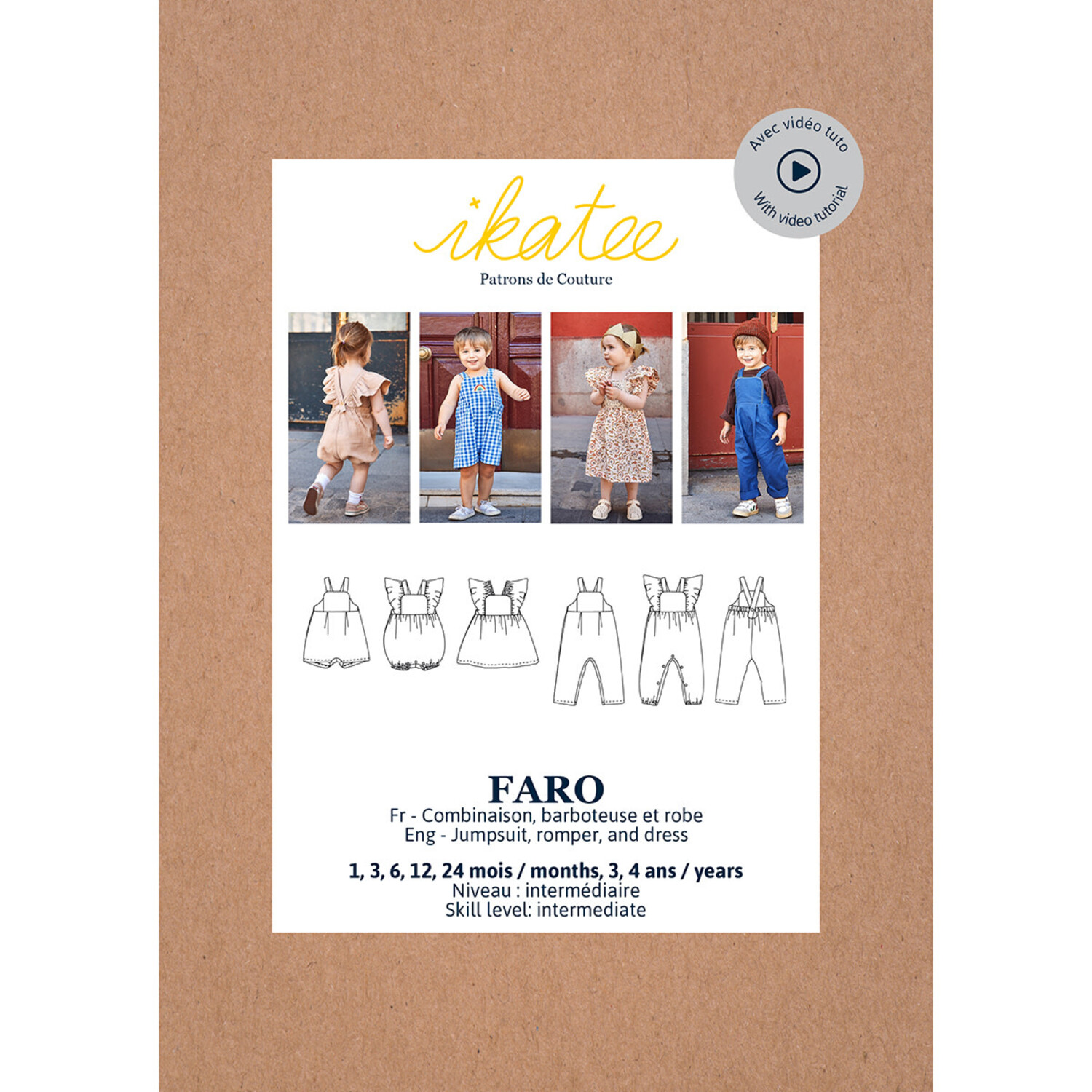 Ikatee Faro Baby kleuter Patroon voor jumpsuit romper en jurkje