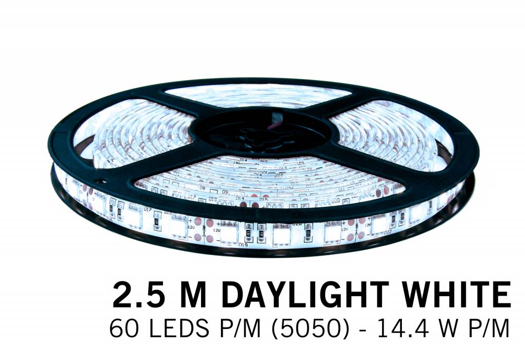 Cool white LED strip 60 leds p.m. - 2,5M - type 5050 - 12V - 14,4W/p.m