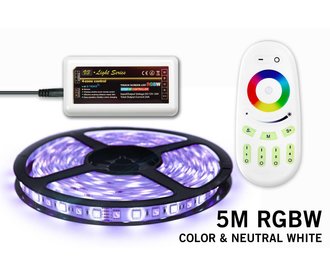 RGBW LED strip set 360 leds, Neutral White & RGB color, 5 m. with RF remote control