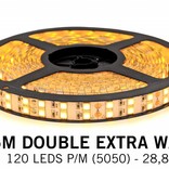 LED strip kit Extra Warm White with double row of 600 LEDs - 28W p.m., 12V 5M with RF remote