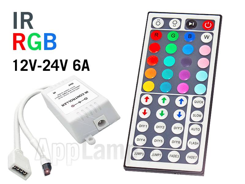 44 Key IR Remote Controller fo RGB LED Strip Light 12V 6A Power Supply Adapter 
