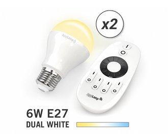 AppLamp Set of 2 E27 Dual White 5W LED bulbs + Remote control