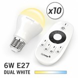 AppLamp Set of 10 E27 Dual White 6W LED bulbs + Remote control