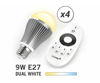 AppLamp Set with 4 Dual White LED bulbs + Remote control