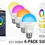 Super Saver 4-PACK 6Watt E27 Wi-Fi LED bulbs + Wifi Box + Remote