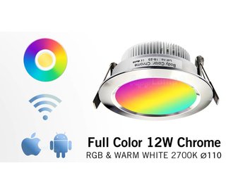 AppLamp AppLamp AppLamp 12 Watt MultiColor LED RGBW Chrome Recessed Downlight with 230V driver ** NEW **