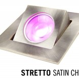 LED Recessed lighting trim STRETTO, GU10 Fixture Satin Chrome Square, Tiltable 37°