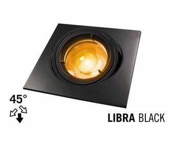LED Recessed lighting trim LIBRA, GU10 Fixture, Black Square, Tiltable 45°