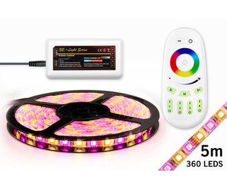 RGBW LED strip set 360 leds, Warm White & RGB color, 5 m. with RF remote control