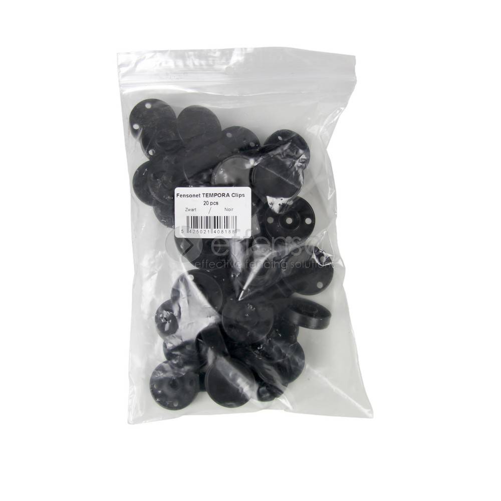 Temporaclips   pour fixation temporaire de vos filets brise-vue Noir 20 pcs